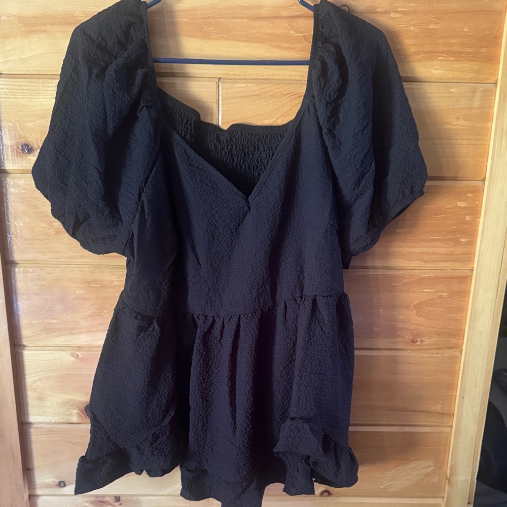 SHEIN Black Textured Blouse